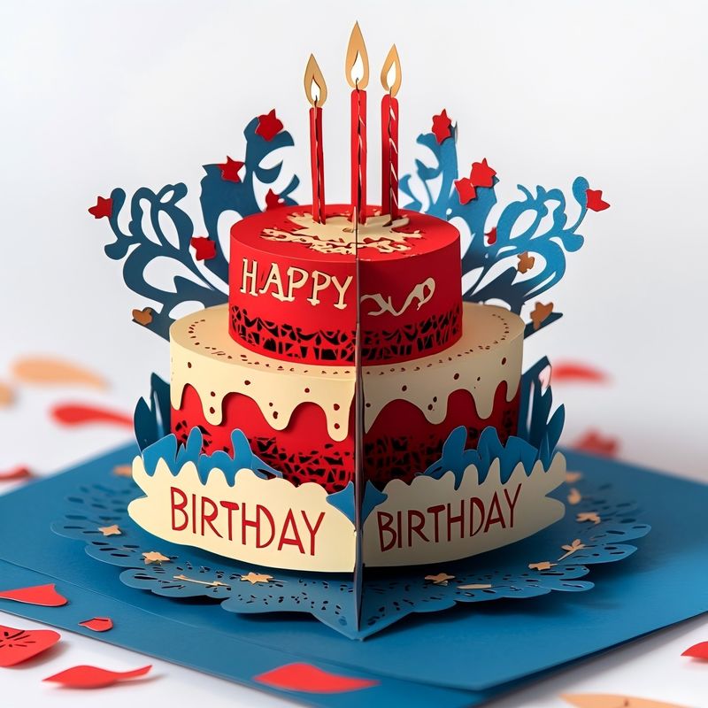 Bolo de aniversário em 3D em forma requintada Vários desenhos para cartões de felicitação criativos modernos criativos e modernos
