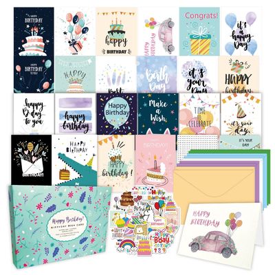 Bom preço. 15 Embalagem de cartões de felicitação em branco e coloridos com envelopes on-line